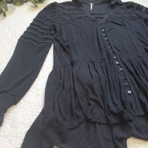 Free People Ribbed Eyelet and Lace Detail Tunic